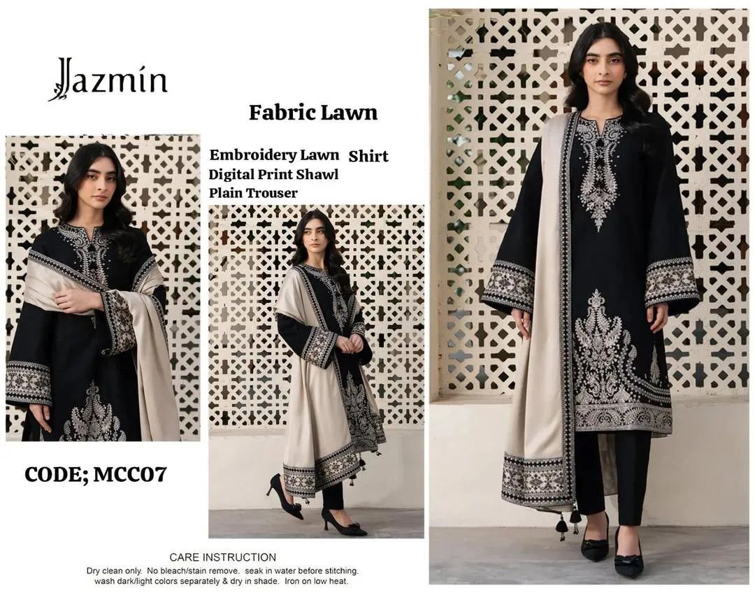 Midnight Elegance Embroidered Black Kaftan Set